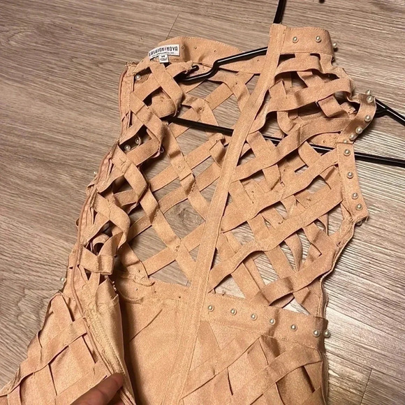 FASHION NOVA BANDAGE SEXY DRESS  TAN COLOR MEDIJM - Picture 15 of 16